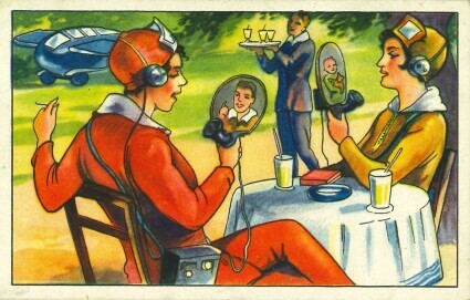 Drahtloses Privattelefon und Fernseher, Wagner-Sammelbild, um 1930