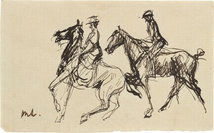 Max Liebermann (1847–1935) - Zwei Reiter 1895; Tusche auf Maschinenbüttenpapier
